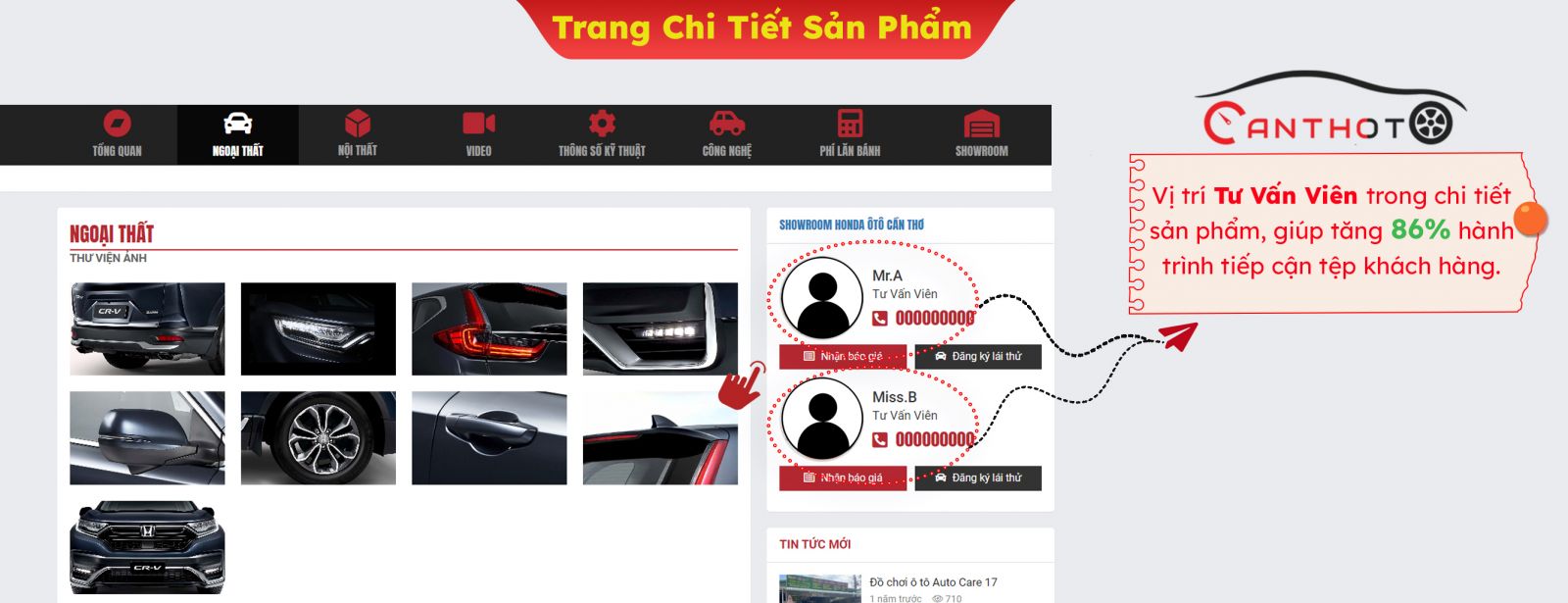 Trên trang sản phẩm chi tiết